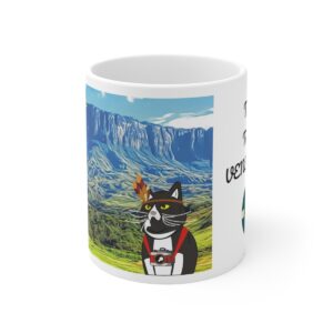White Ceramic Mug 11oz Tuxie Travels Venezuela